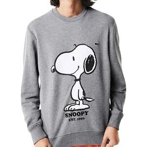 NEW Lacoste x Peanuts Snoopy Sweatshirt Crewneck Grey Unisex L